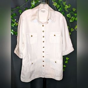 White Button down Top Size 1X